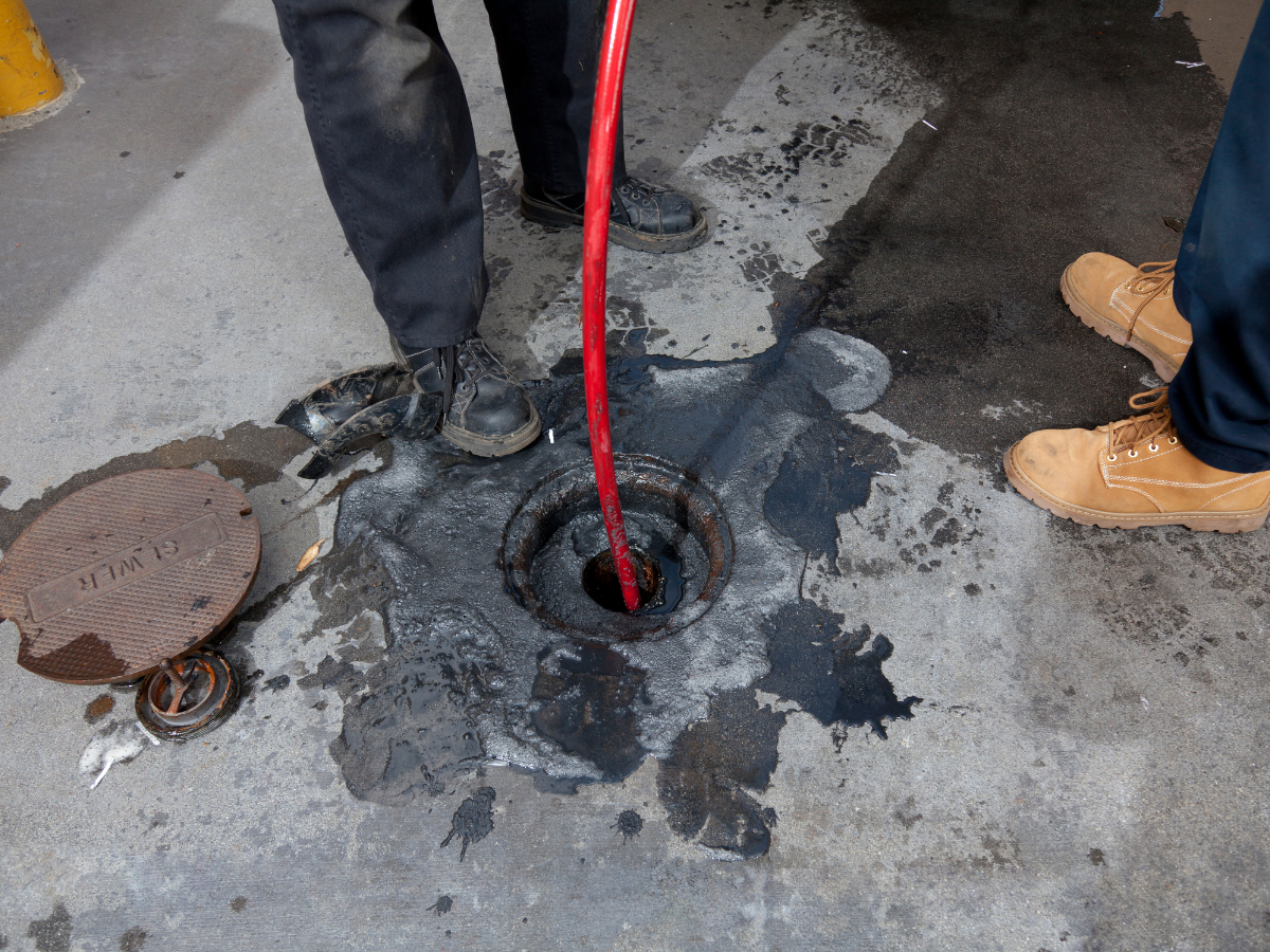Titan Plumbing & Drains technicians use special tools for sewer and drain work during service calls.